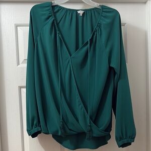 Naked Zebra Green Puff Sleeve Wrap Blouse
